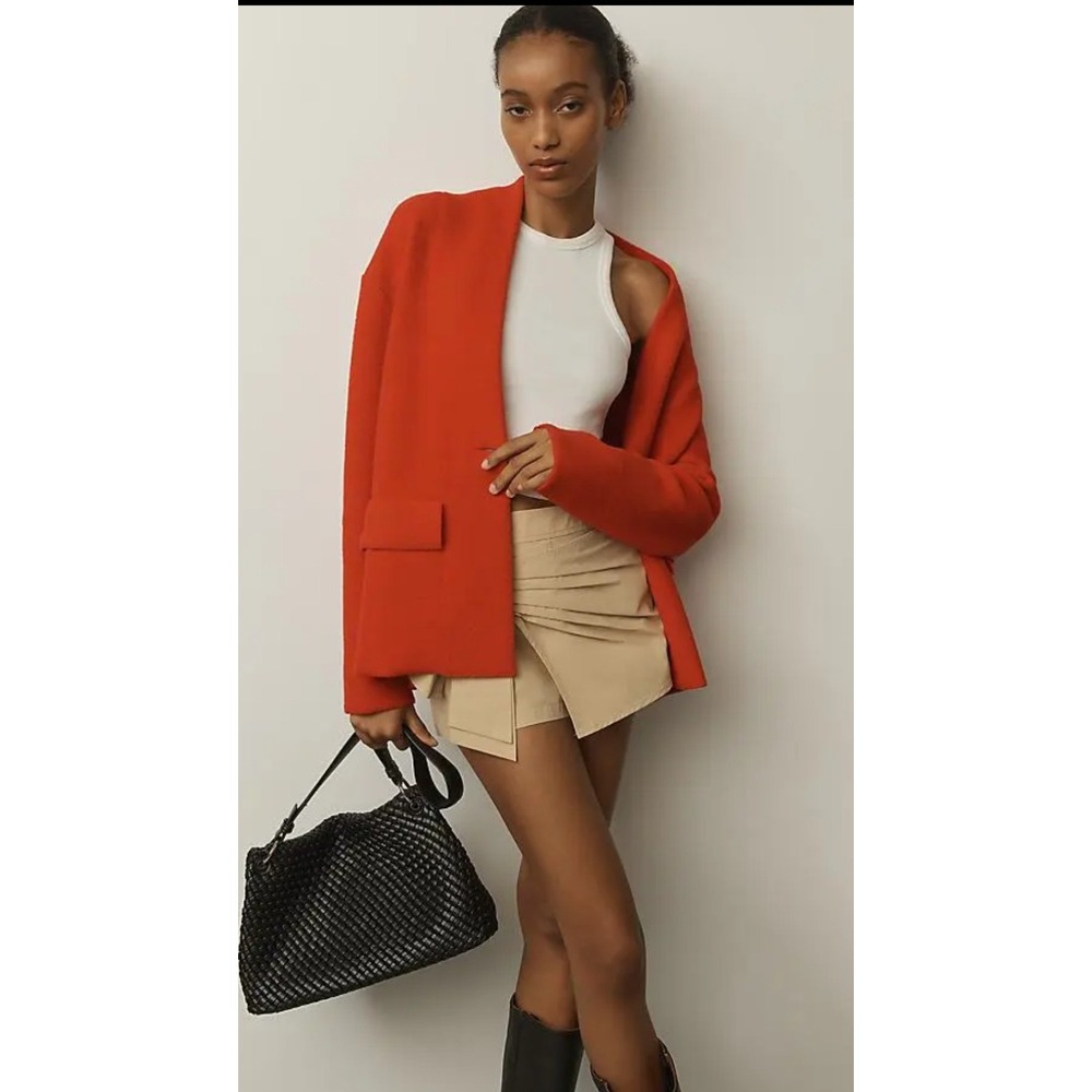 NVLT Anthropologie Red Blazer Size Med Single Button Relaxed Career Preppy NWT
